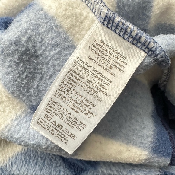 J. Crew Gingham Blue & White Sherpa Fleece Full Zip Jacket Womens Size XL - Picture 3 of 4